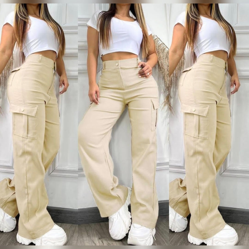 CONJUNTO PANTALON TIPO CARGO + TOP PARA DAMA