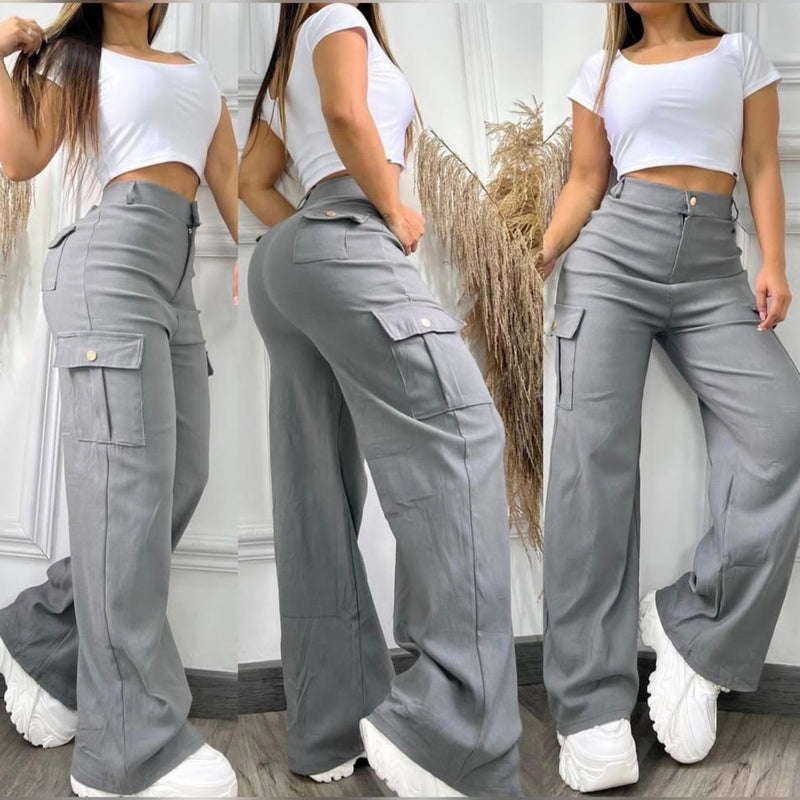 CONJUNTO PANTALON TIPO CARGO + TOP PARA DAMA