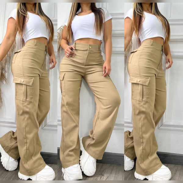 CONJUNTO PANTALON TIPO CARGO + TOP PARA DAMA