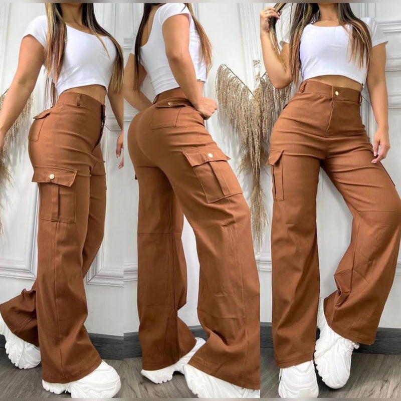 CONJUNTO PANTALON TIPO CARGO + TOP PARA DAMA