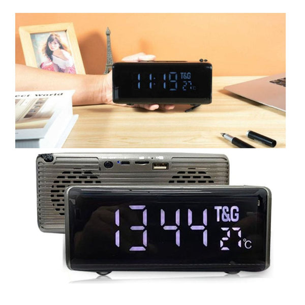 Parlante Bluetooth con Reloj T&amp;G 174 - Portátil, Multifuncional y Moderno