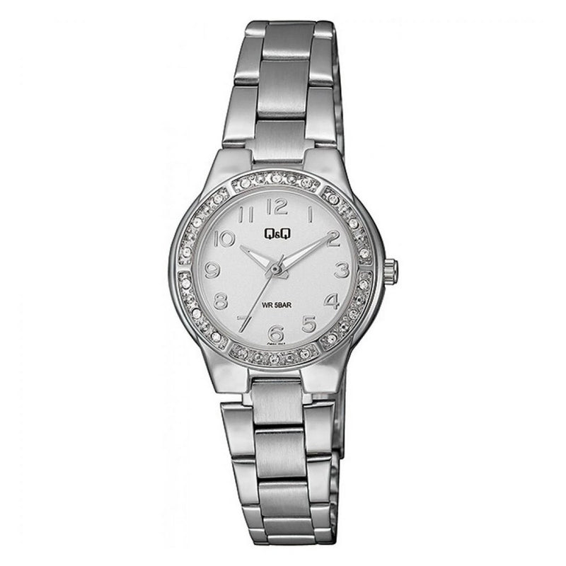 Reloj Dama Qyq Mujer Q691j214y Plateado Acero + Estuche