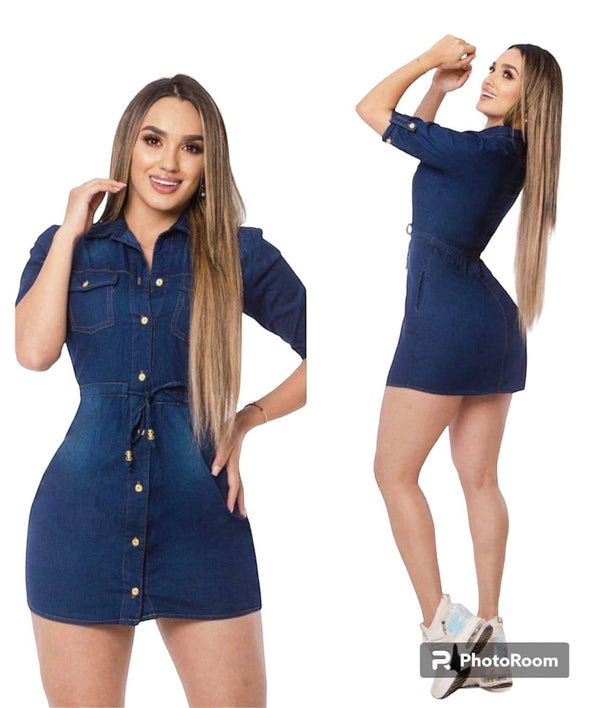 Vestido de jeans de mujer H168B Flor