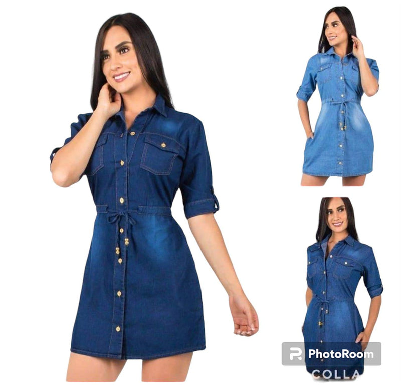 Vestido de jeans de mujer H168B Flor